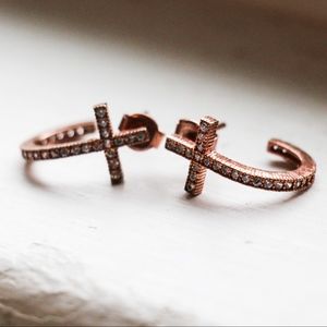 Altar'd State Rose Gold Cross Earrings